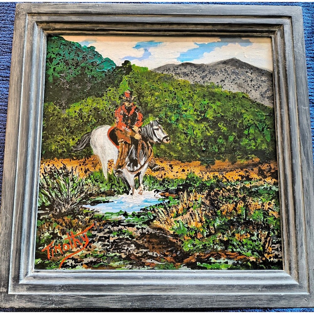 Original Acrylic Painting "Home On The Range" 13" X 13" By Timothy Designs